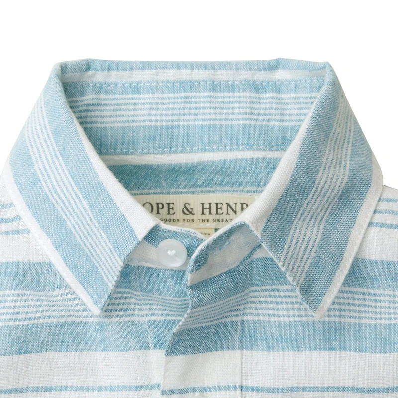 Hope & Henry Baby Boys Linen Short Sleeve Button Down Shirt