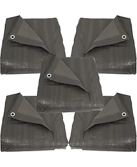 Outdoor Heavy-Duty Multi-Purpose Plastic Reversible Protective Tarp Cover - Dark Gray - 5pk