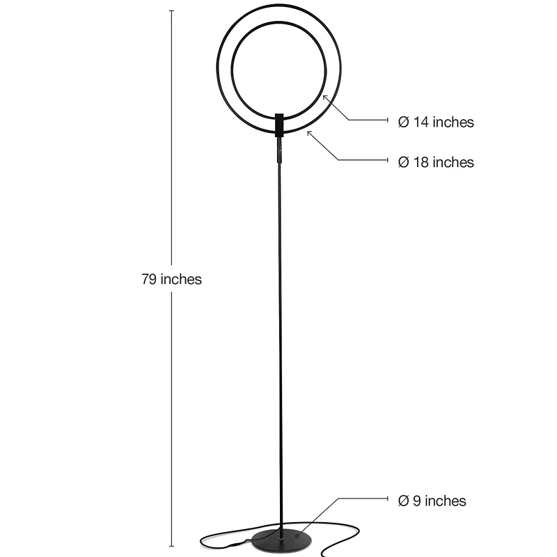 Eclipse 79" Led Torchiere Floor Lamp with Adjustable Rings