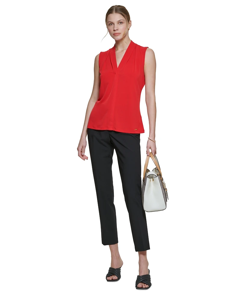 Calvin Klein Gathered V-Neck Sleeveless Top
