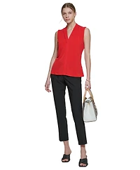 Calvin Klein Gathered V-Neck Sleeveless Top