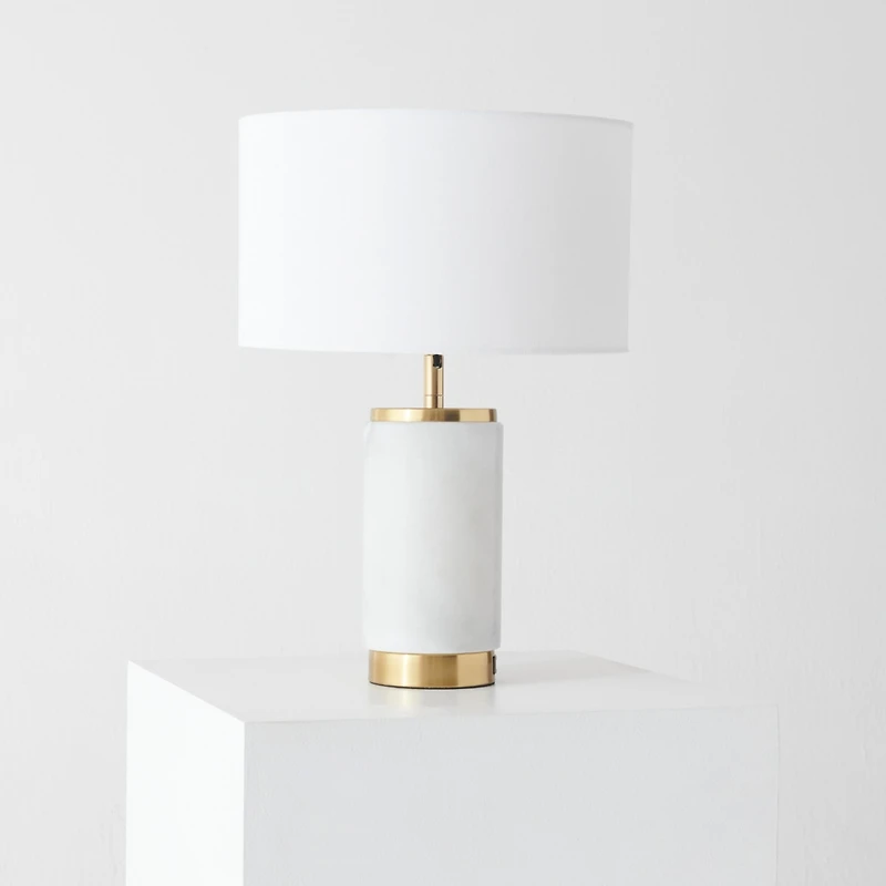 Arden Modern Led Marble and Gold Table Lamp (17" ) with Usb Port - Light Bulb Included
