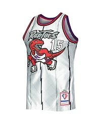 Men's Mitchell & Ness Vince Carter Platinum Toronto Raptors 1998-99 Hardwood Classics 75th Anniversary Swingman Jersey