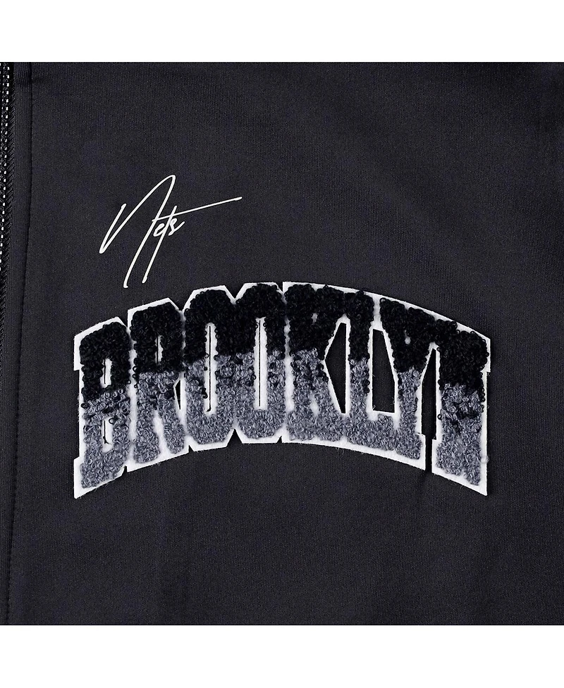 Men's Pro Standard Black Brooklyn Nets Hometown Mock Neck Full-Zip Track Jacket