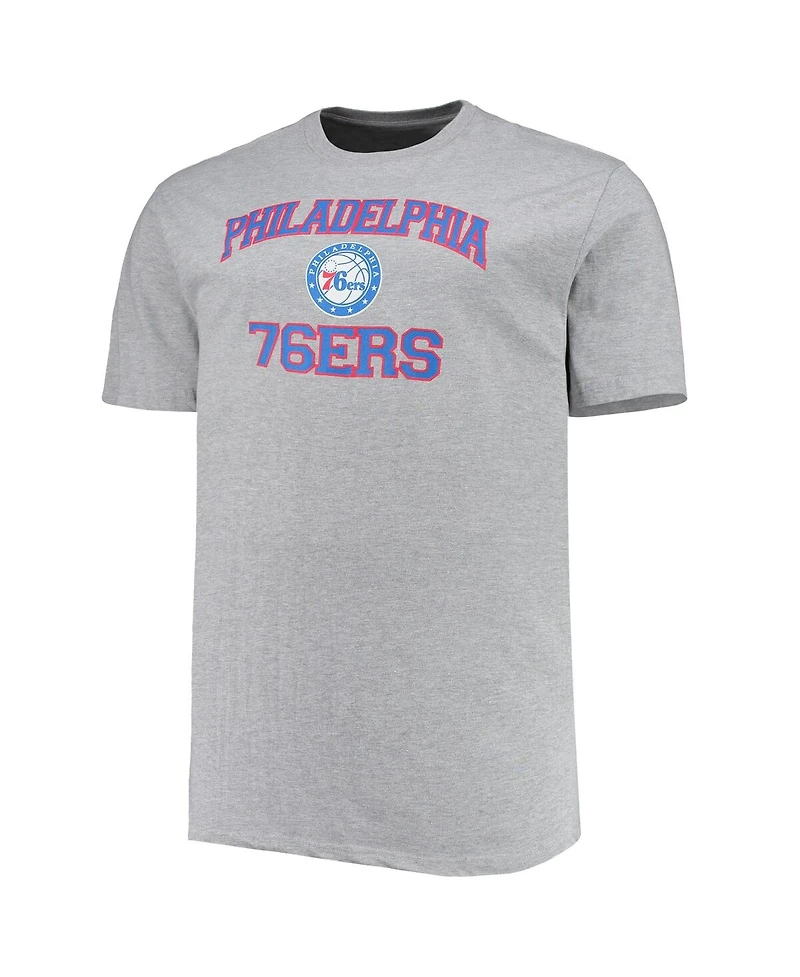 Men's Heathered Gray Philadelphia 76ers Big and Tall Heart Soul T-shirt