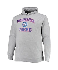 Men's Heathered Gray Philadelphia 76ers Big and Tall Heart Soul Pullover Hoodie