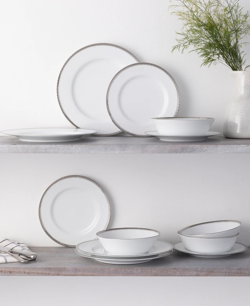 Noritake Whiteridge Platinum 12 Pc Set, Service For 4