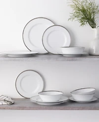 Noritake Whiteridge Platinum 12 Pc Set, Service For 4