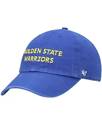 Men's '47 Brand Royal Golden State Warriors Clean Up Wordmark Adjustable Hat