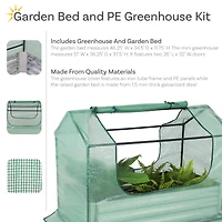 Raised Garden Bed with Cover Outdoor Mini Greenhouse Kit with 2 Zippered Doors - Green - 4' x 3'