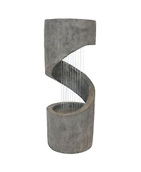 Sunnydaze Decor Showering Spiral 31-Inch Outdoor Water Fountain - Led Light - Electric Submersible Pump with Adjustable Flow