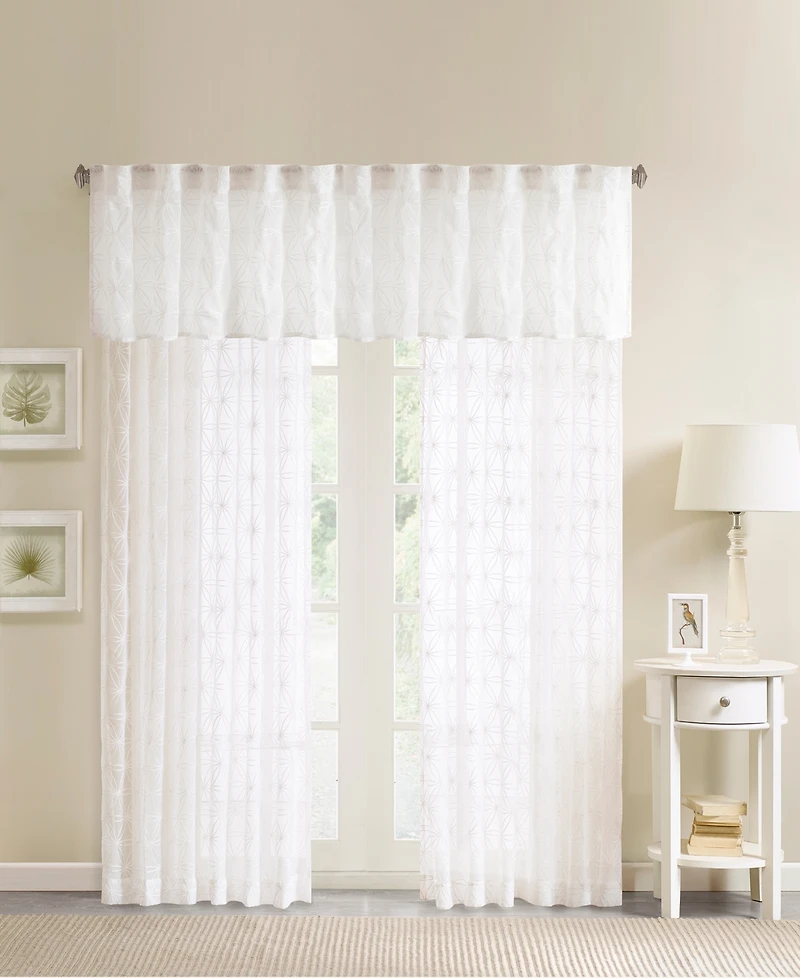 Gemma Sheer Embroidered Window Curtain, inches long Single Panel Curtain, Width 50 curtains sheer for Bedroom and Living Room, Easy To Hang