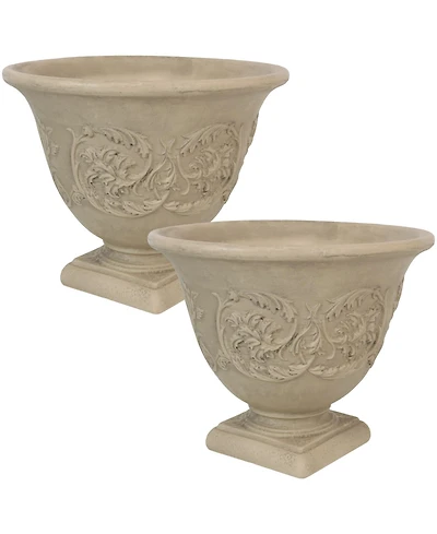 Darcy 16" Double-Walled Resin Outdoor Planter Pot - Fade-Resistant Beige Finish