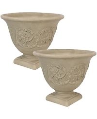 Darcy 16" Double-Walled Resin Outdoor Planter Pot - Fade-Resistant Beige Finish