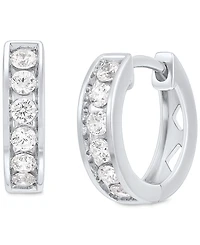 Grown With Love Men's Lab Grown Diamond Small Huggie Hoop Earrings (1/2 ct. t.w.) in 10 White Gold, 1/2"