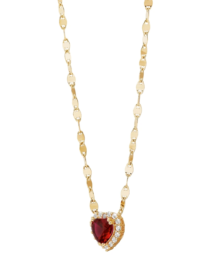 Lab-Grown Pink Sapphire (1-1/2 ct. t.w.) & Lab-Grown White Sapphire (1/4 ct. t.w.) Heart Pendant Necklace in 14k Gold-Plated Sterling Silver, 16" + 2"