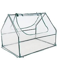 Outdoor Portable Mini Greenhouse Tent with 2 Zippered Side Doors and Iron Tube Frame - Clear - 4' x 3'