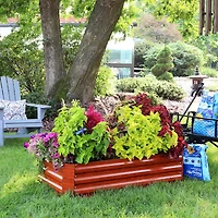 11.75" H Raised Metal Garden Bed - Galvanized Raised Garden Bed Outdoor for Vegetables and Flowers - Woodgrain