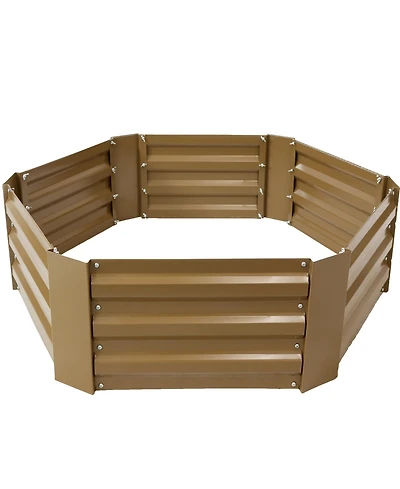 11.75" H Raised Metal Garden Bed - Galvanized Raised Garden Bed Outdoor for Vegetables and Flowers - Brown - Hexagon
