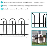 Strasbourg 6' Set of 2 Steel Decorative Garden Fence Panels - 37.5" W x 30.5" H Per Panel - Black