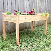 48.5-Inch Wood Raised Garden Bed - Outdoor Rectangular Elevated Planter Box with 2 Drainage Holes
