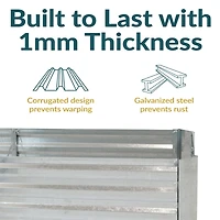 Outdoor Galvanized Steel L-Shaped Raised Garden Bed for Plants, Vegetables, and Flowers - 59.5"