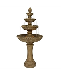 65"H Electric Resin and Concrete 4-Tier Eggshell Edge Outdoor Water Fountain with Led Lights