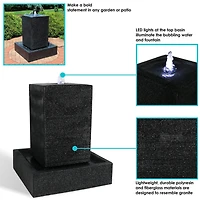 40"H Electric Polyresin and Fiberglass Large Pillar Outdoor Water Fountain with Led Lights