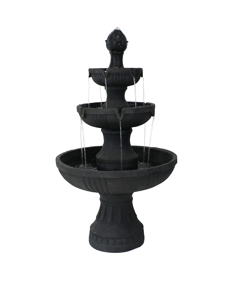 43"H Electric Fiberglass and Resin 3-Tier Flower Blossom Outdoor Water Fountain