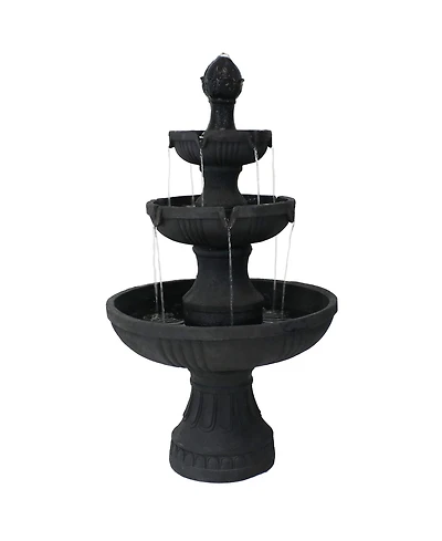 43"H Electric Fiberglass and Resin 3-Tier Flower Blossom Outdoor Water Fountain