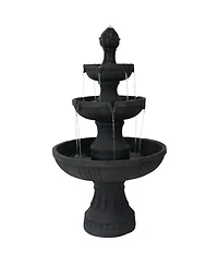 43"H Electric Fiberglass and Resin 3-Tier Flower Blossom Outdoor Water Fountain