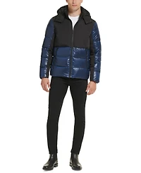 Kenneth Cole Men's Colorblock Mixed-Media Puffer Jacket