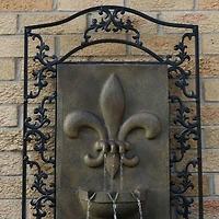 Sunnydaze Decor French Lily 33-Inch Polystone Outdoor Wall Water Fountain - Electric Submersible Pump