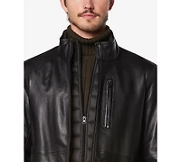 Marc New York Men's Wollman Smooth Leather Racer Jacket with Removable Interior Bib