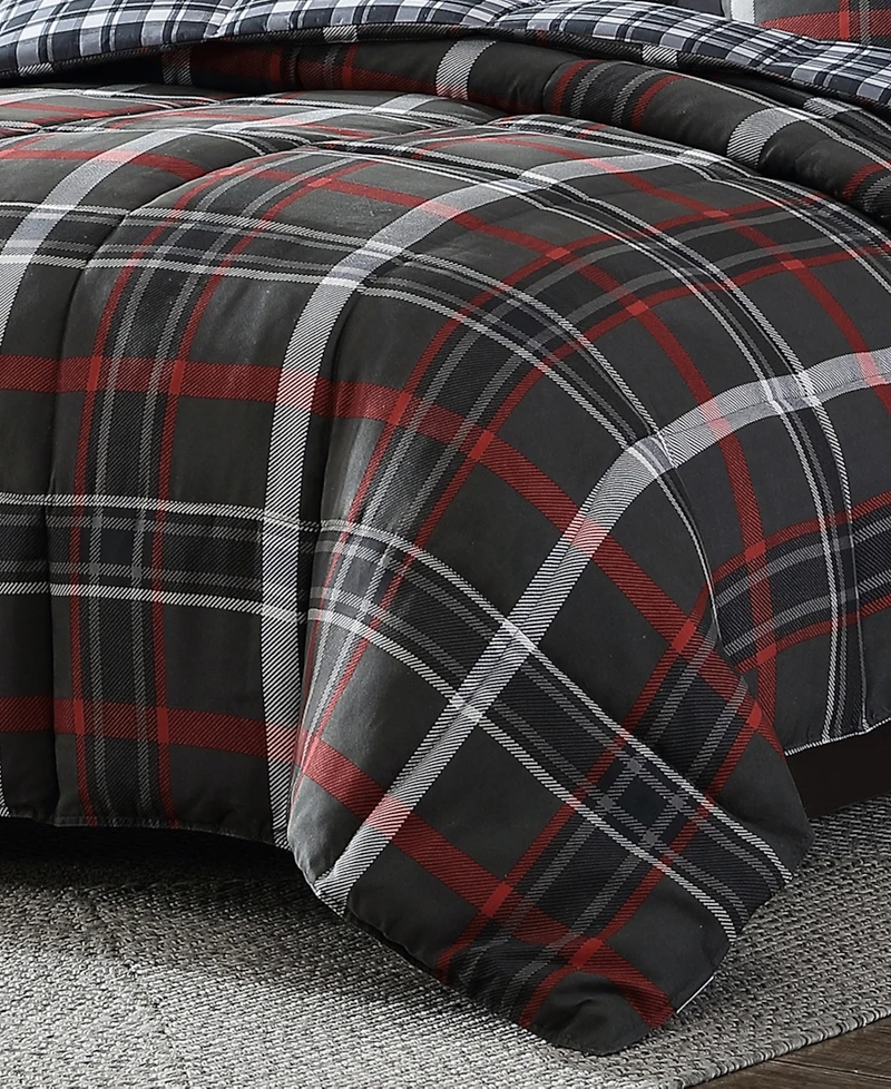 Closeout! Eddie Bauer Willow Plaid Microsuede Reversible Comforter Set