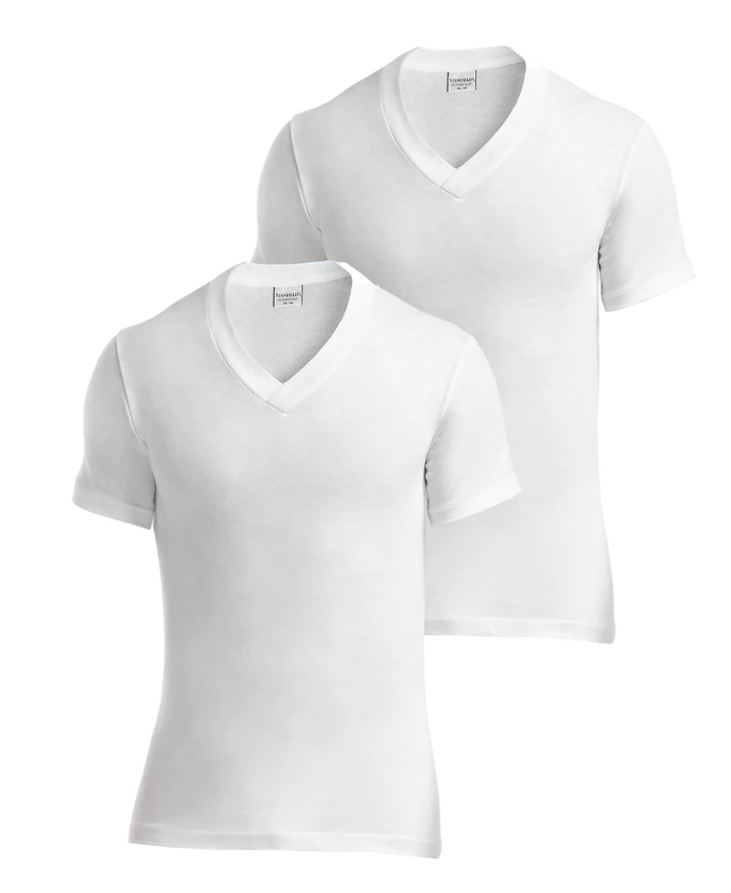 Stanfield's Men's Supreme Cotton Blend V-Neck Undershirts, Pack of 2
