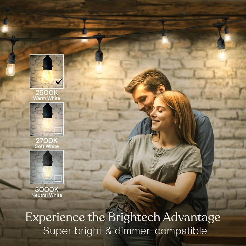 Brightech Ambience Pro 24 ft. Indoor/Outdoor Led Weatherproof 2-Watt String Lights with Warm White Hue