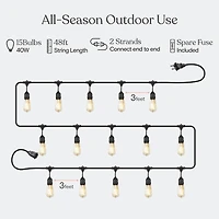 Ambience Pro 48 ft. Incandescent Indoor/Outdoor Weatherproof 40-Watt String Lights