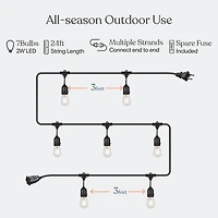 Brightech Ambience Pro 24 ft. Indoor/Outdoor Led Weatherproof 2-Watt String Lights with Soft White Hue