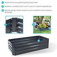 Raised Corrugated Galvanized Steel Rectangle Garden Bed for Plants, Vegetables, and Flowers - 48" L x 11.75" H