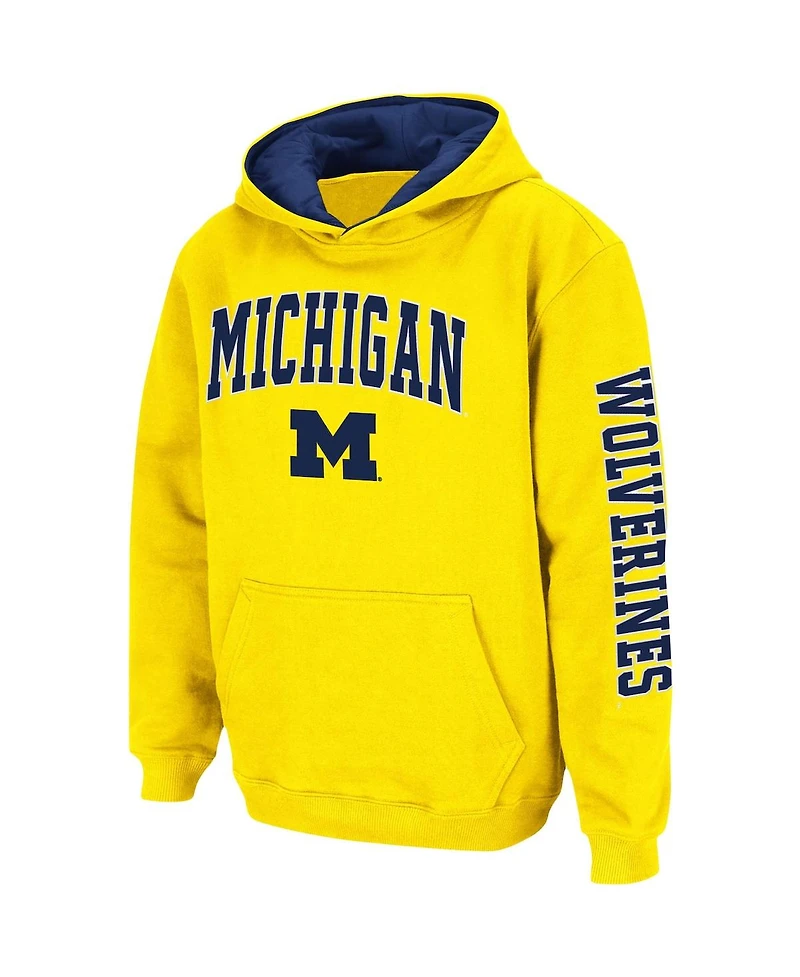 Youth Boys Colosseum Maize Michigan Wolverines 2-Hit Team Pullover Hoodie