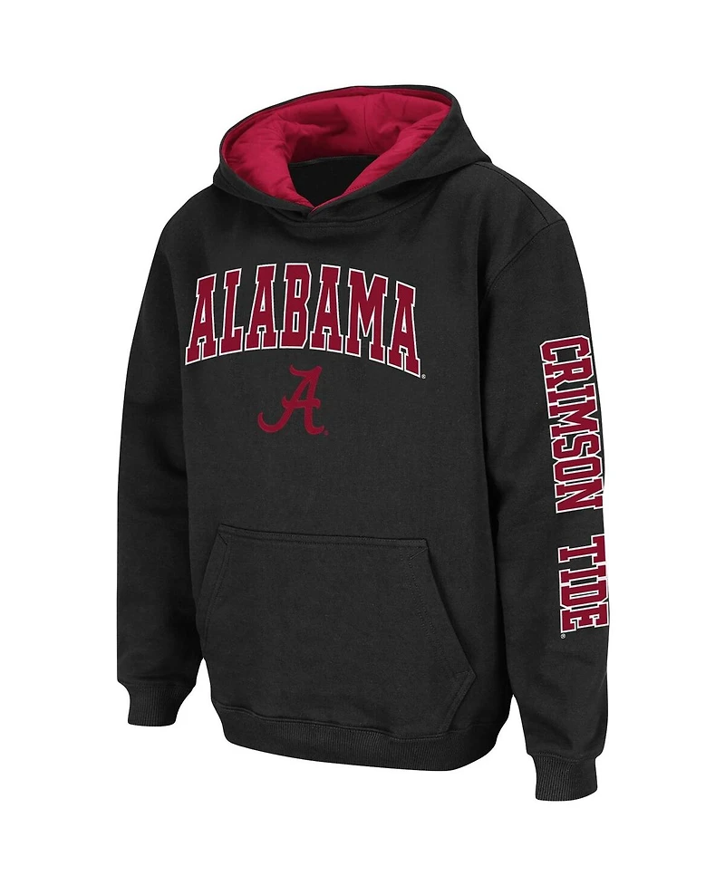 Youth Boys Colosseum Black Alabama Crimson Tide 2-Hit Team Pullover Hoodie