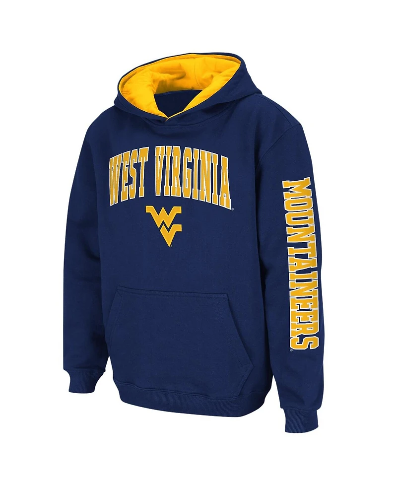 Youth Boys Colosseum Navy West Virginia Mountaineers 2-Hit Team Pullover Hoodie