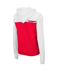 Women's Colosseum White, Red Wisconsin Badgers Aidan Half-Zip Hoodie