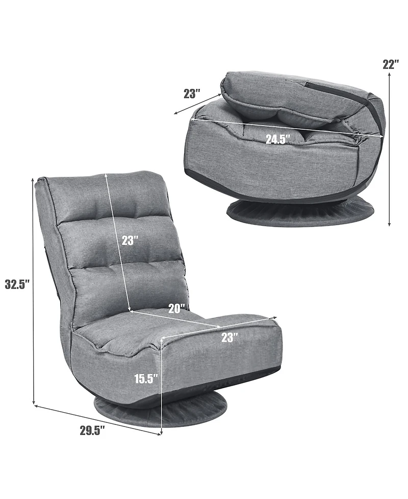 Gaming Chair Fabric 6-Position Folding Lazy Sofa 360 Degree