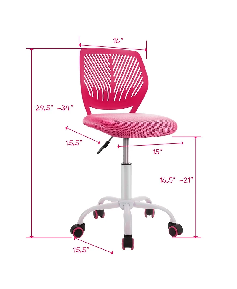 Office Task Desk Armless Chair Adjustable Mid Back Swivel