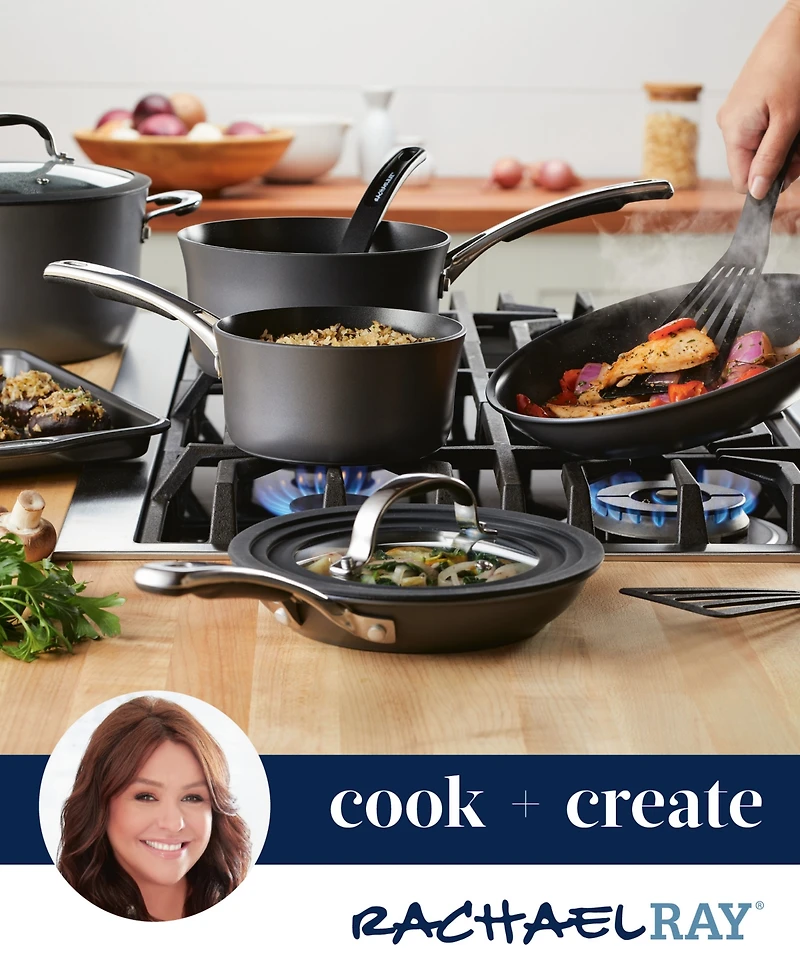 Rachael Ray Cook + Create Hard Anodized Nonstick Deep Grill Pan, 11"