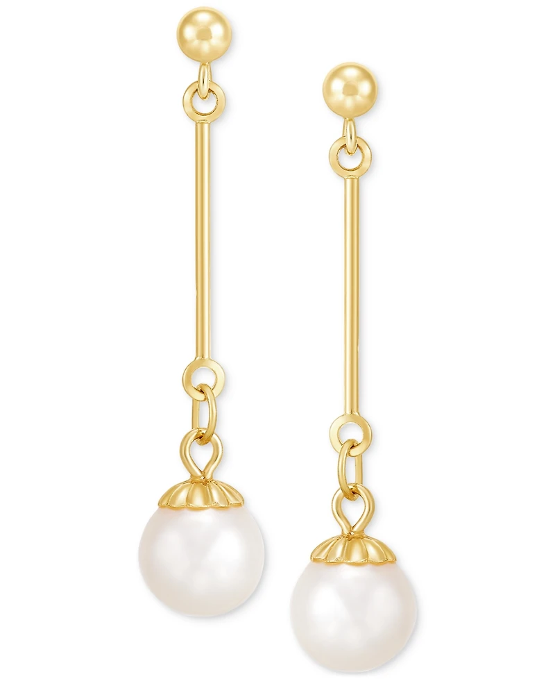 Cultured Freshwater Pearl (6-1/2 - 7mm) Drop Earrings in 14k Gold