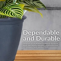 Anjelica 24" Outdoor Double-Walled Polyresin Planter with Uv-Resistant Slate Finish