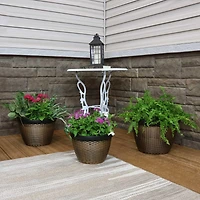 3-Piece Outdoor Planter Set - 12", 13", and 15" Resin Faux Basketweave Planters